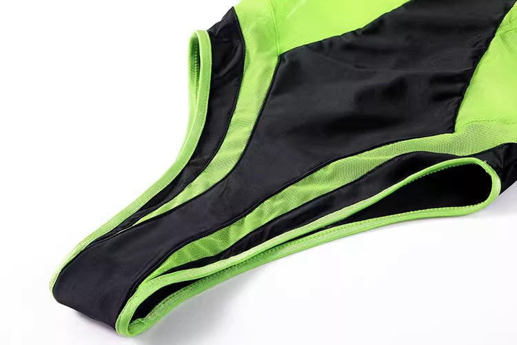 Anime Style One-piece Sexy Racing Swimsuit with Mesh Sheer Dual-color Design-20