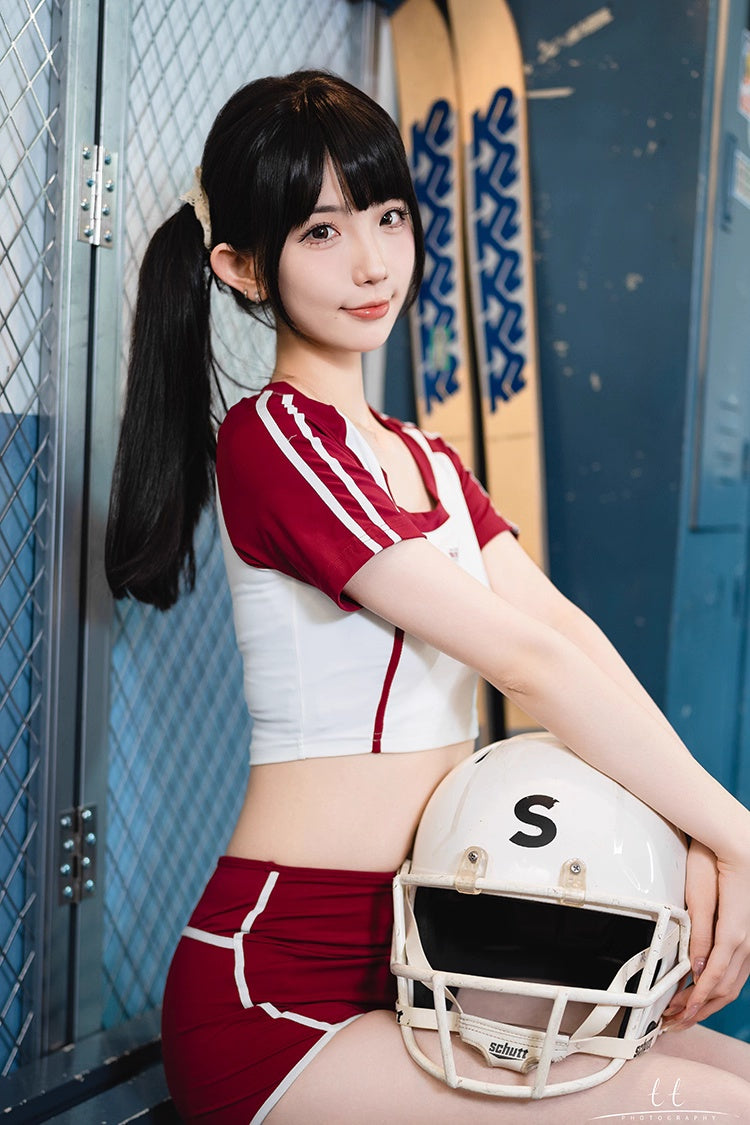 Anime Style 3-Piece Short Gymnastics Uniform Volleyball Sports Activewear-9