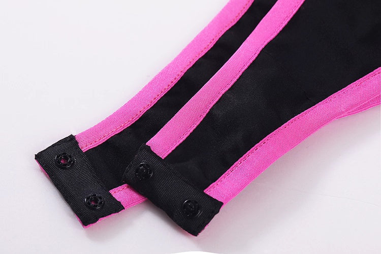 Anime Strawberry Ice Cream Style Bunny Girl Knitted Black Pink Bodysuit Lingerie Set-16