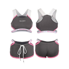 Anime Style Boxing Running Sexy Sports Activewear Set Hollow Tank Top with Shorts-5