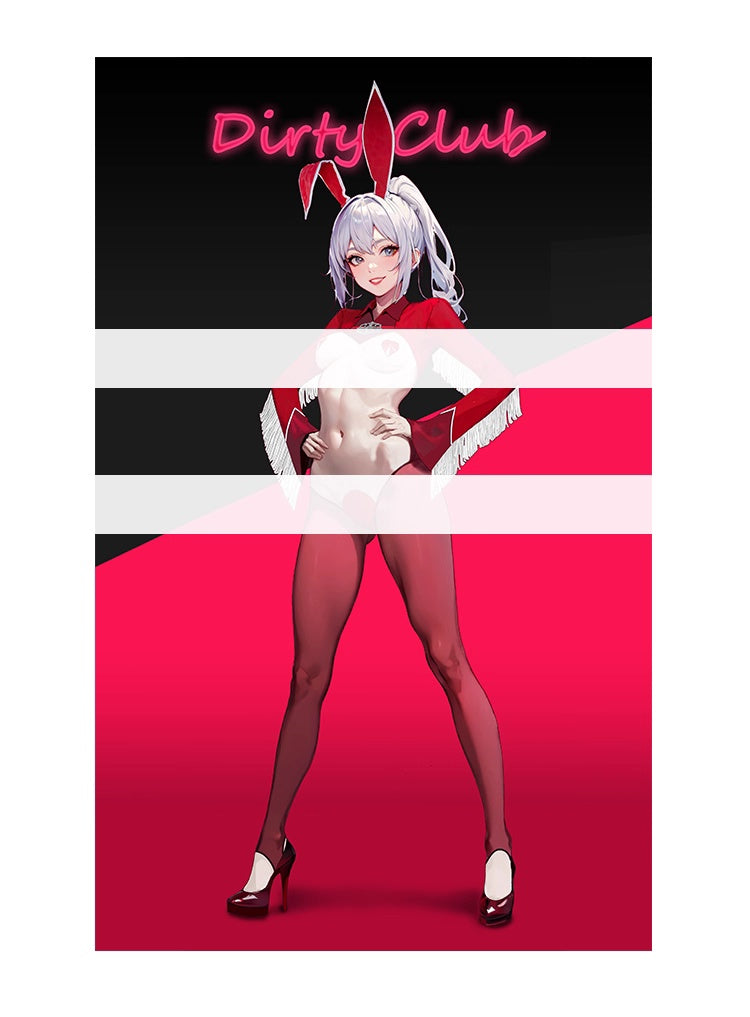 Wild Bunny Cow Girl PU Leather Jacket Sheer Sexy Ligerie Cosplay Costume Set-2