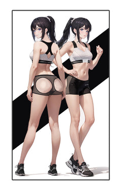 Anime Style 2-Piece Short Gymnastics Uniform Sports Tank Top with Sexy Cutout Shorts-3