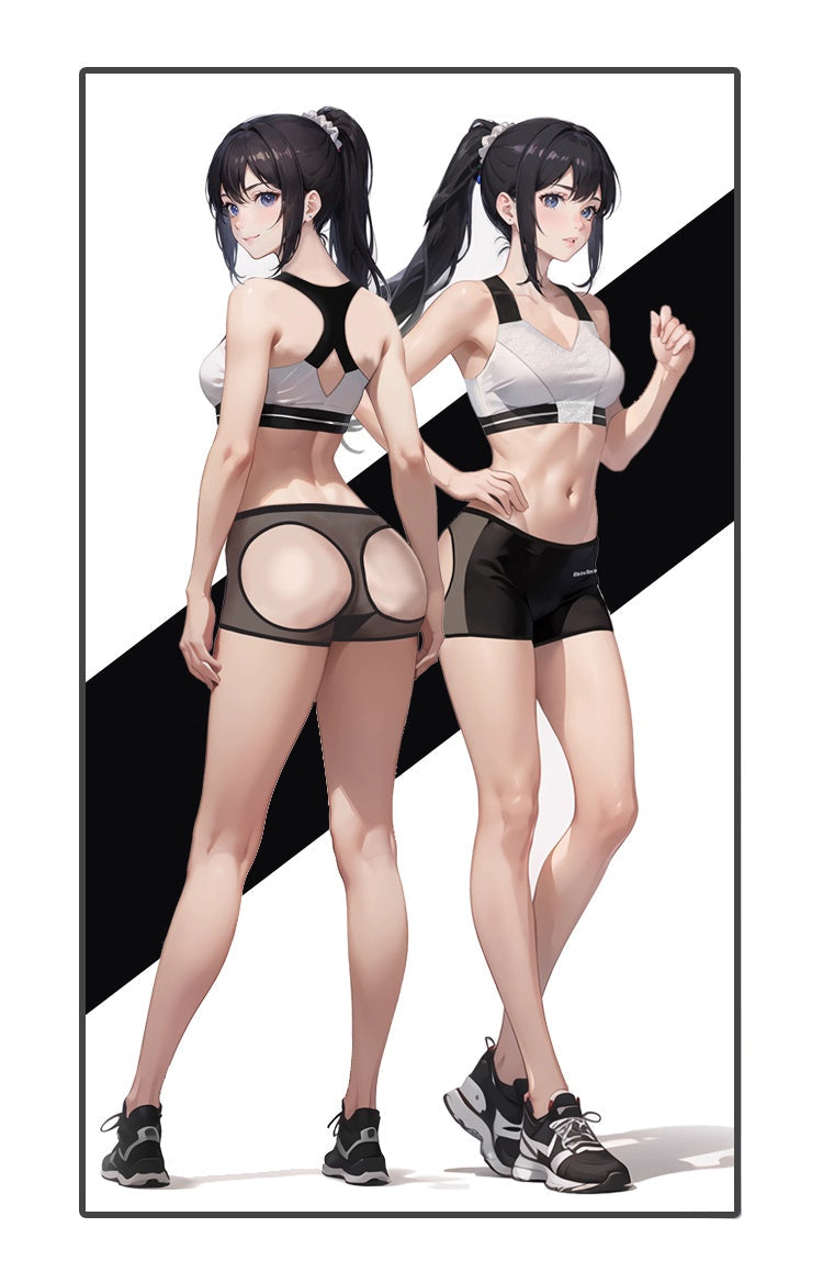 Anime Style 2-Piece Short Gymnastics Uniform Sports Tank Top with Sexy Cutout Shorts-3
