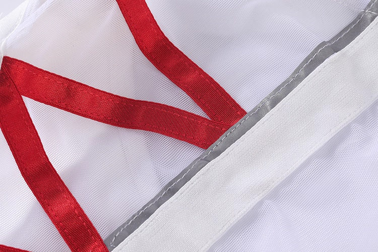 Tactical Anime Girl PU Leather Sheer Mesh Sexy Cosplay Bodysuit Costume White-11