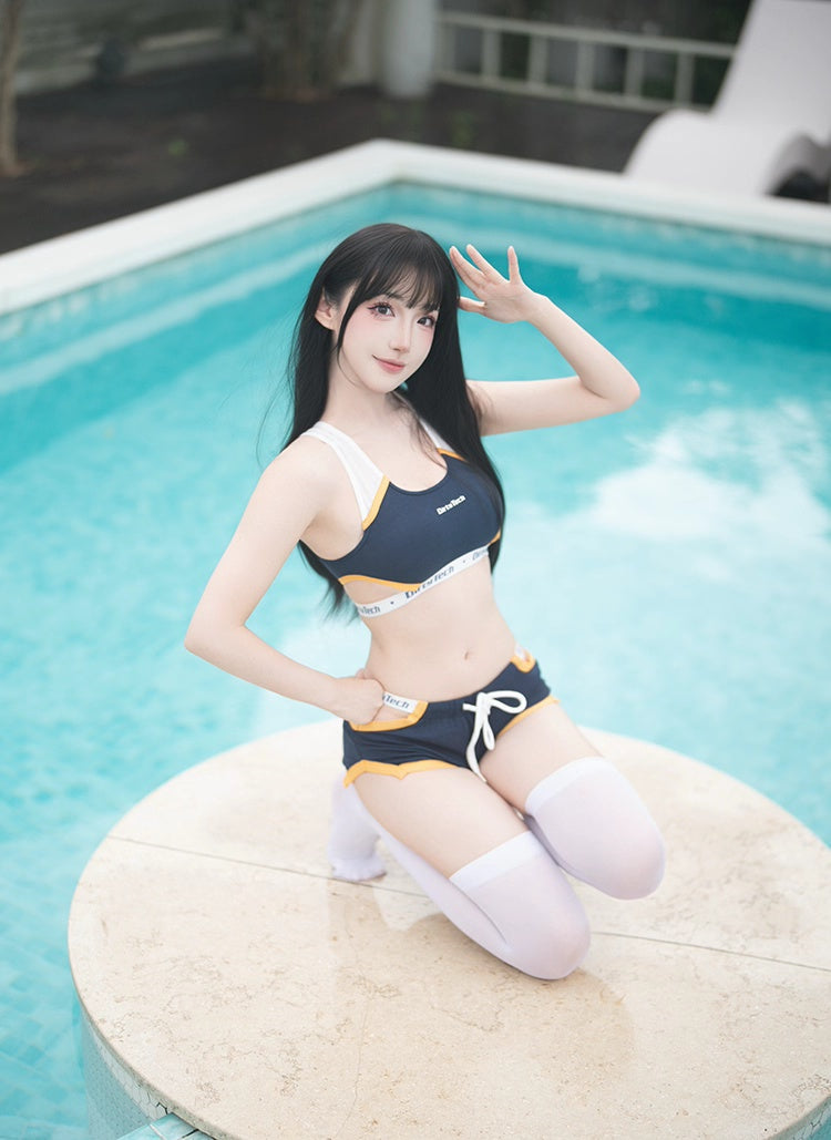 Anime Style Boxing Running Sexy Sports Activewear Set Hollow Tank Top with Shorts-10