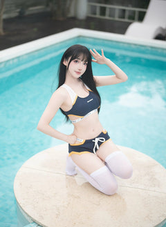 Anime Style Boxing Running Sexy Sports Activewear Set Hollow Tank Top with Shorts-10