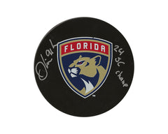 Oliver Ekman-Larsson Autographed Florida Panthers Souvenir Model Puck Inscribed "24 SC Champ"-1