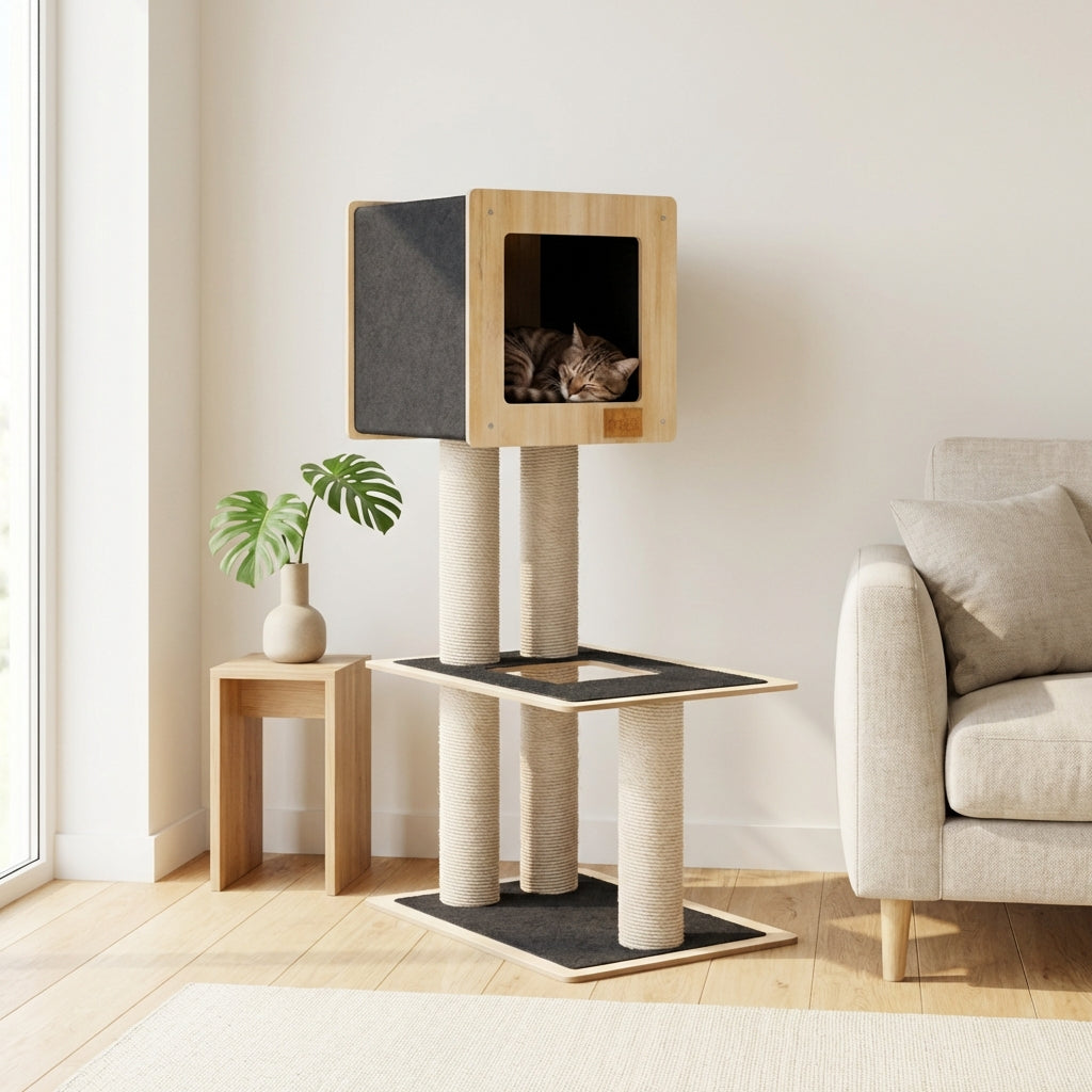 Hut Hideout - 2-Level Deluxe Cat Tree-2
