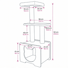 Hut Hideout - Deluxe 3-Level Cat Tree-15