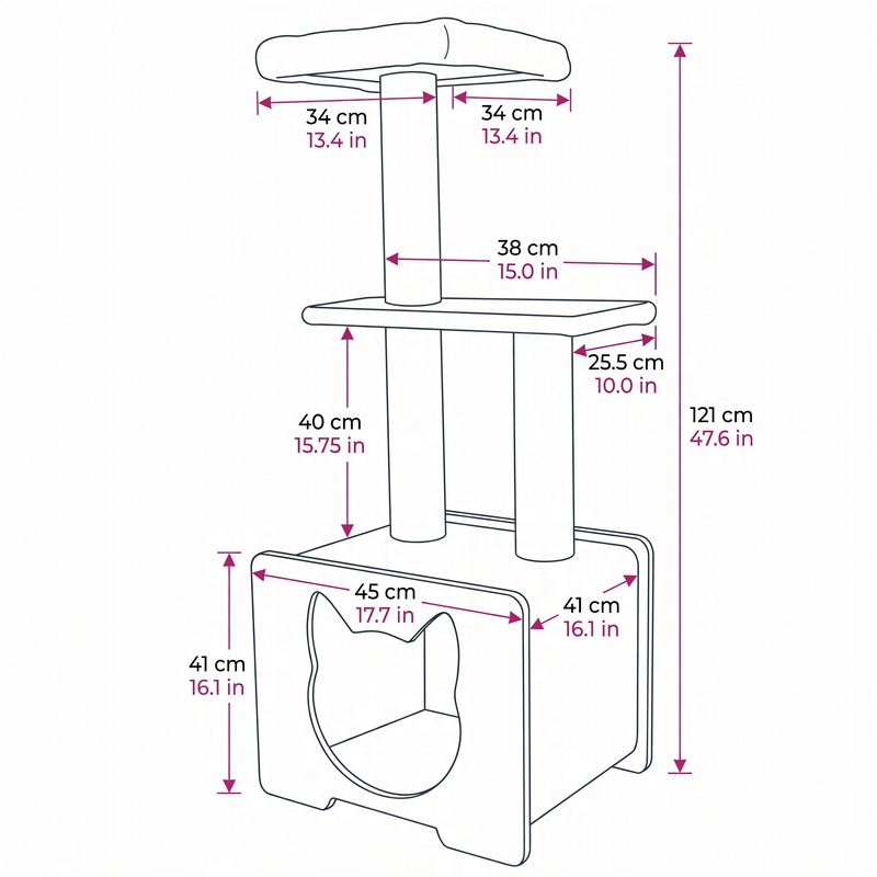 Hut Hideout - Deluxe 3-Level Cat Tree-15