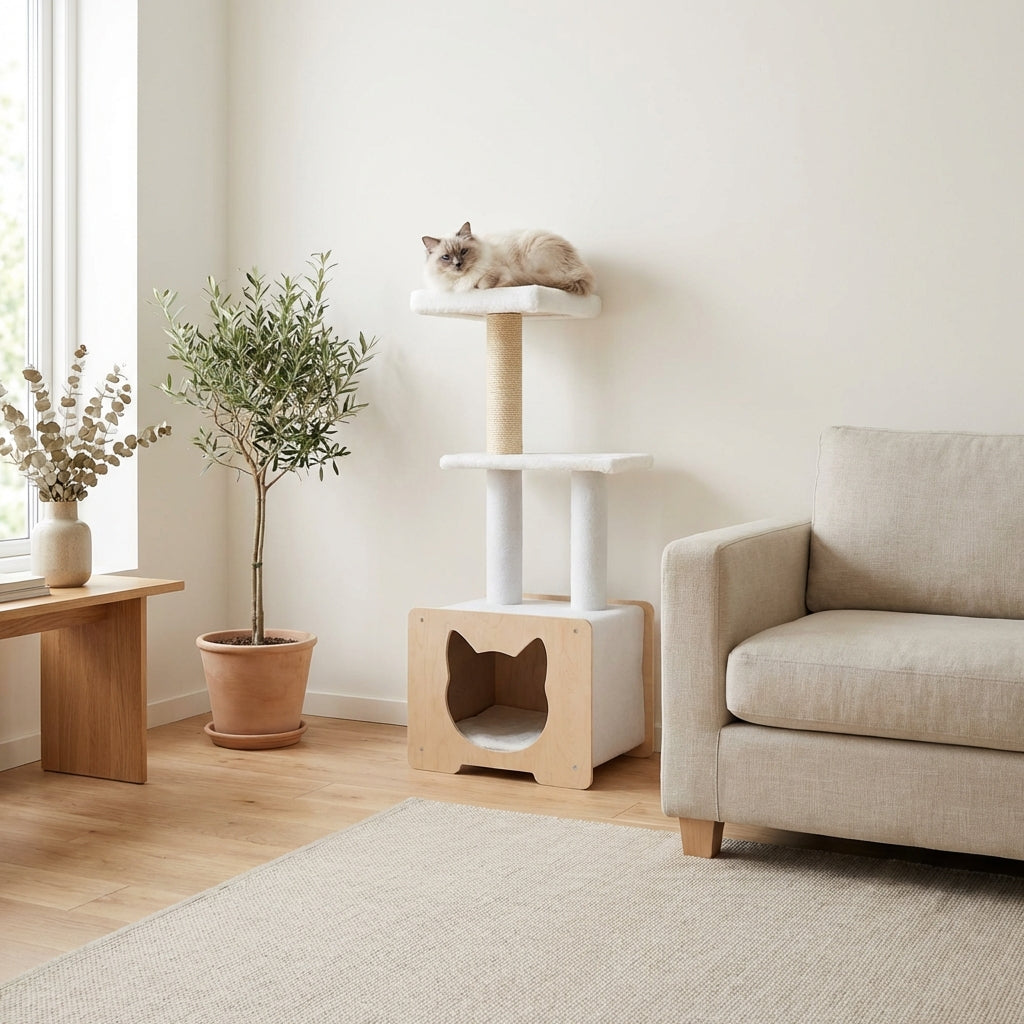 Hut Hideout - Deluxe 3-Level Cat Tree-4
