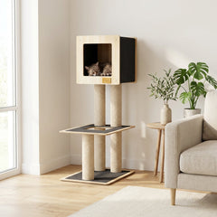 Hut Hideout - 2-Level Deluxe Cat Tree-1