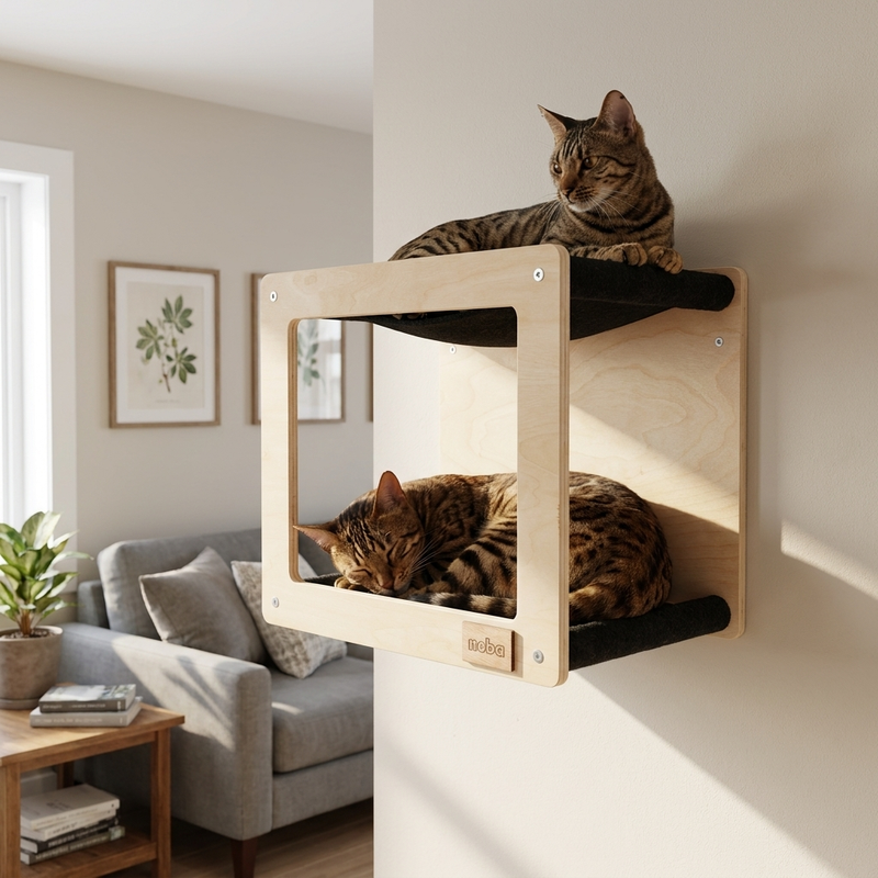 Wall Mounted, Double Hammock Cat Hidedout-1