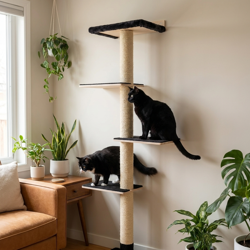72 inches Wall Mounted Cat Tower - Perfect for small spaces-3