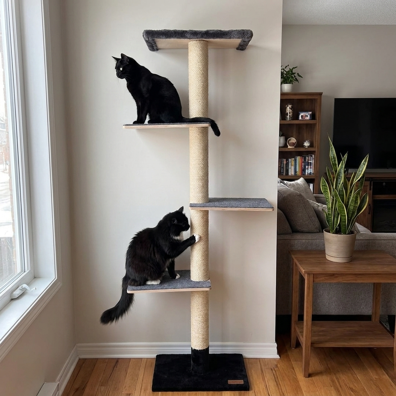 72 inches Wall Mounted Cat Tower - Perfect for small spaces-2