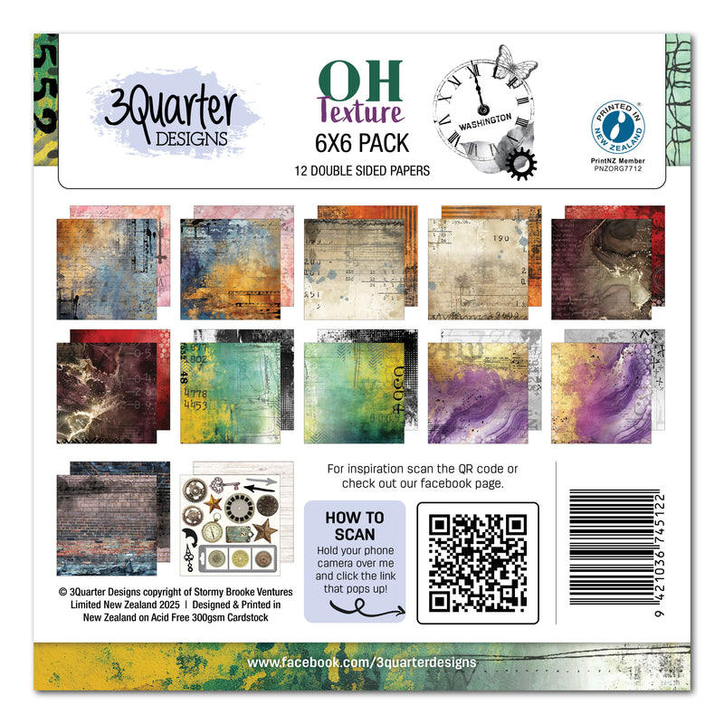 3Quarter Designs Oh Texture 6x6 Paper Pack-1