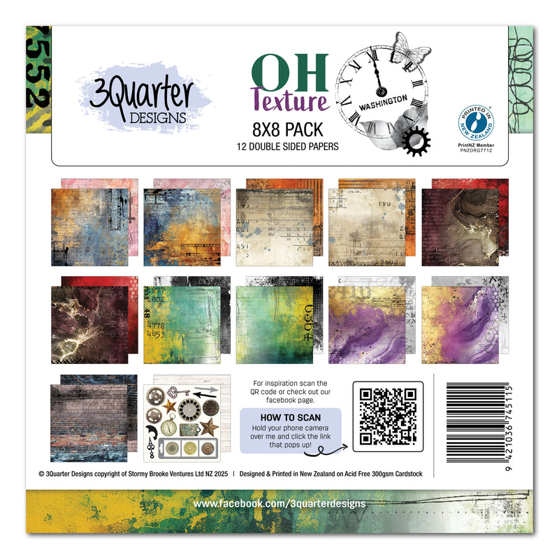 3Quarter Designs Oh Texture 8x8 Paper Pack-1