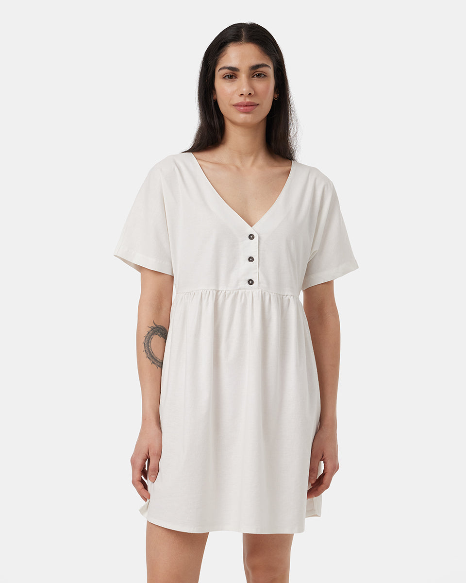 Hemp Button Front Swing Dress-2