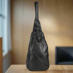 Off The Shoulder Leather Chest Backpack-3