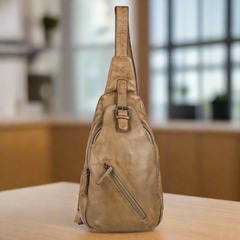 Off The Shoulder Leather Chest Backpack-1