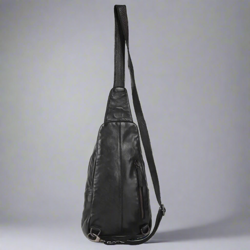 Off The Shoulder Leather Chest Backpack-4