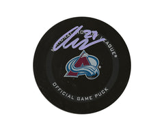 Palet de match officiel de l'Avalanche du Colorado autographié par Oskar Olausson-1