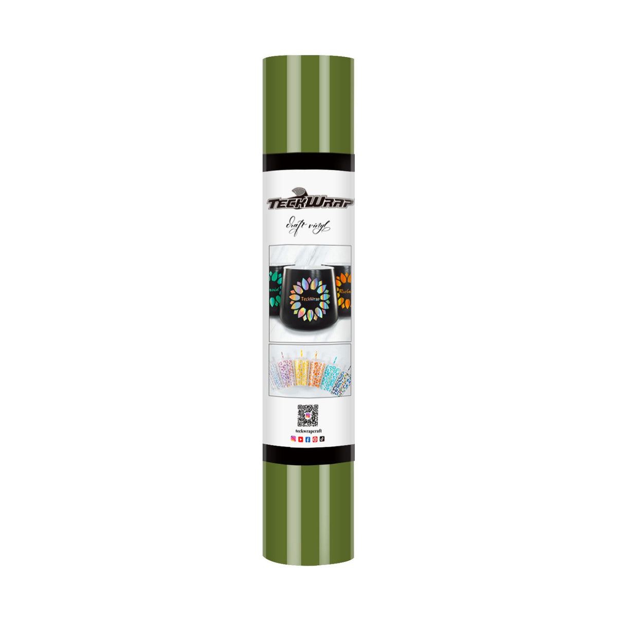 TeckWrap Glossy Adhesive Vinyl - Olive | Ideal for Art Projects, Decals, and More!-1
