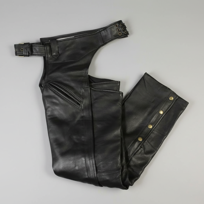 Open Road Men's 2 Pocket Premium Leather Chaps-1