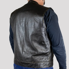 Open Road Men's Distressed Leather Club Vest | Premium Cowhide Riding Vest-3
