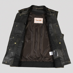 Open Road Men's Distressed Leather Club Vest | Premium Cowhide Riding Vest-6