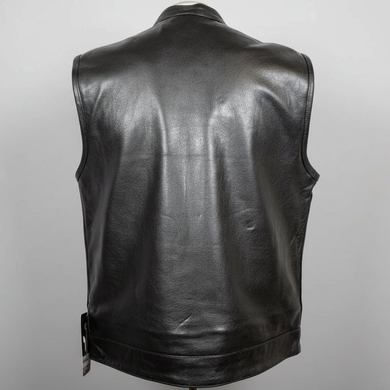 Open Road Men's Flannel Lined Leather Club Vest-2