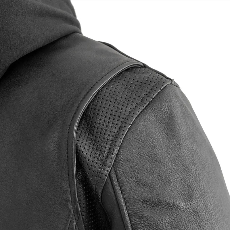 Open Road Men's Hooded Leather Motorcycle Jacket-6