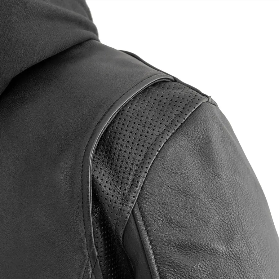 Open Road Men's Hooded Leather Motorcycle Jacket-6