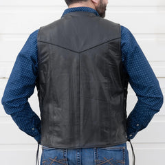 Men’s Buffalo Leather Biker Vest. Adjustable Side Lace Vest-2
