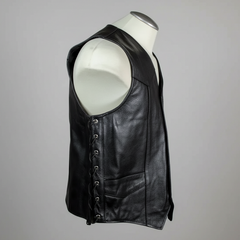 Men’s Buffalo Leather Biker Vest. Adjustable Side Lace Vest-4