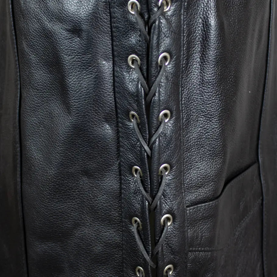 Men’s Buffalo Leather Biker Vest. Adjustable Side Lace Vest-6