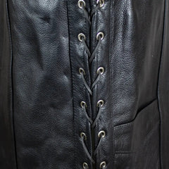 Men’s Buffalo Leather Biker Vest. Adjustable Side Lace Vest-6