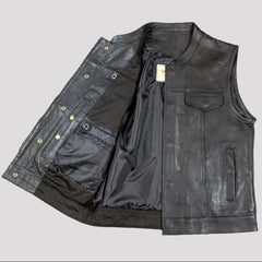 Open Road Men's Leather Club Vest | Premium Cowhide Motorcycle Vest-3