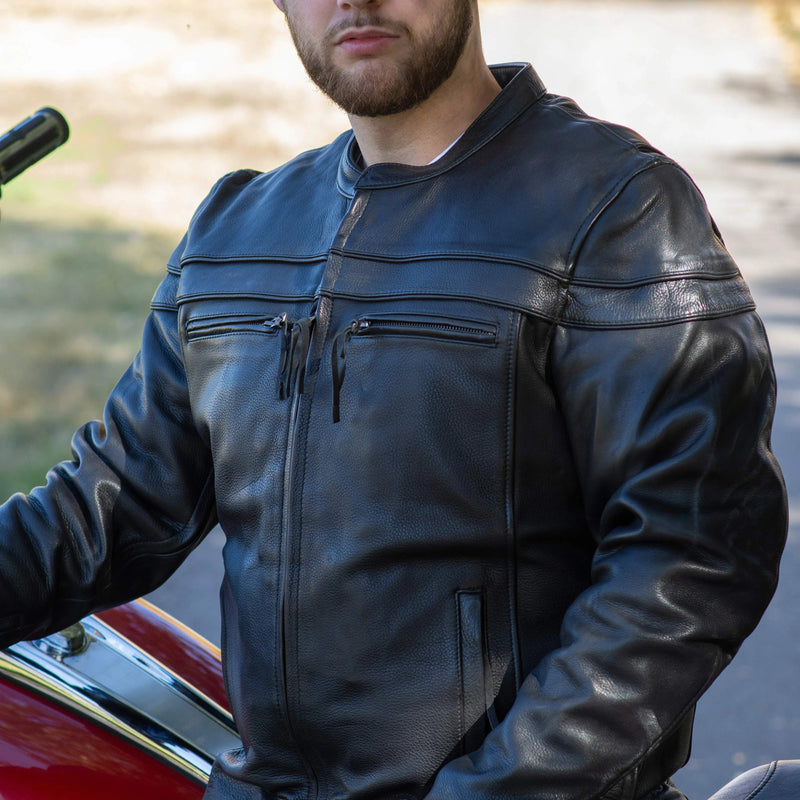 Open Road Men's Maverick Leather Motorcycle Jacket-3