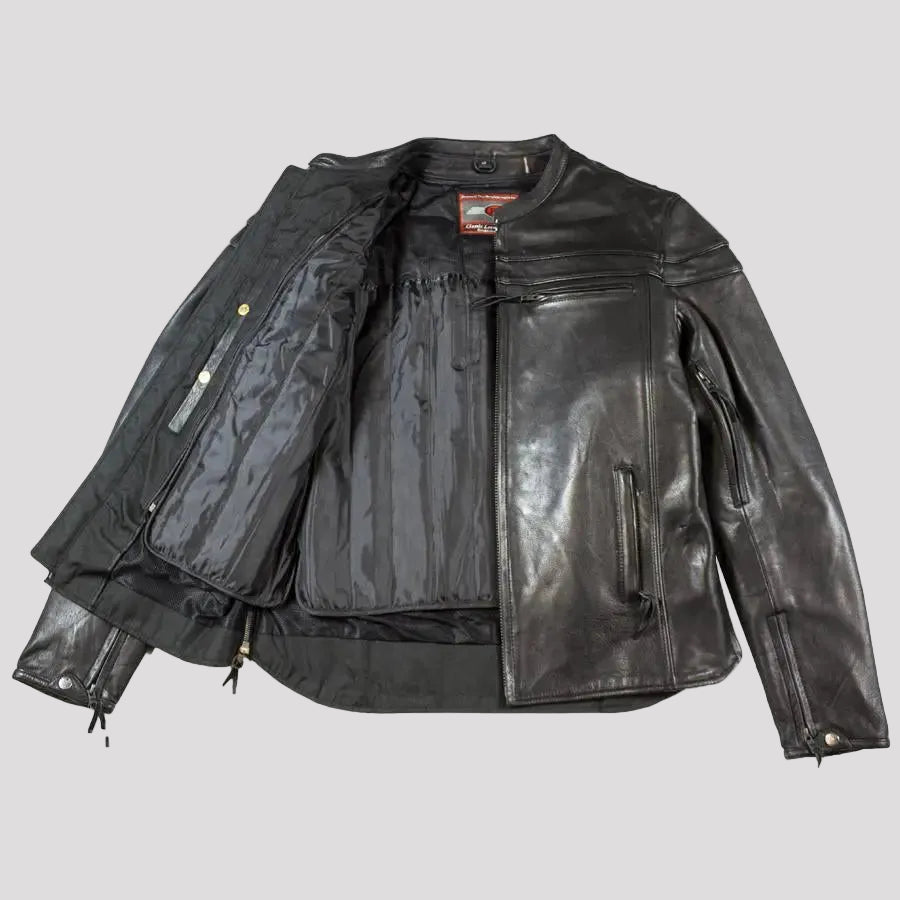 Open Road Men's Maverick Leather Motorcycle Jacket-7