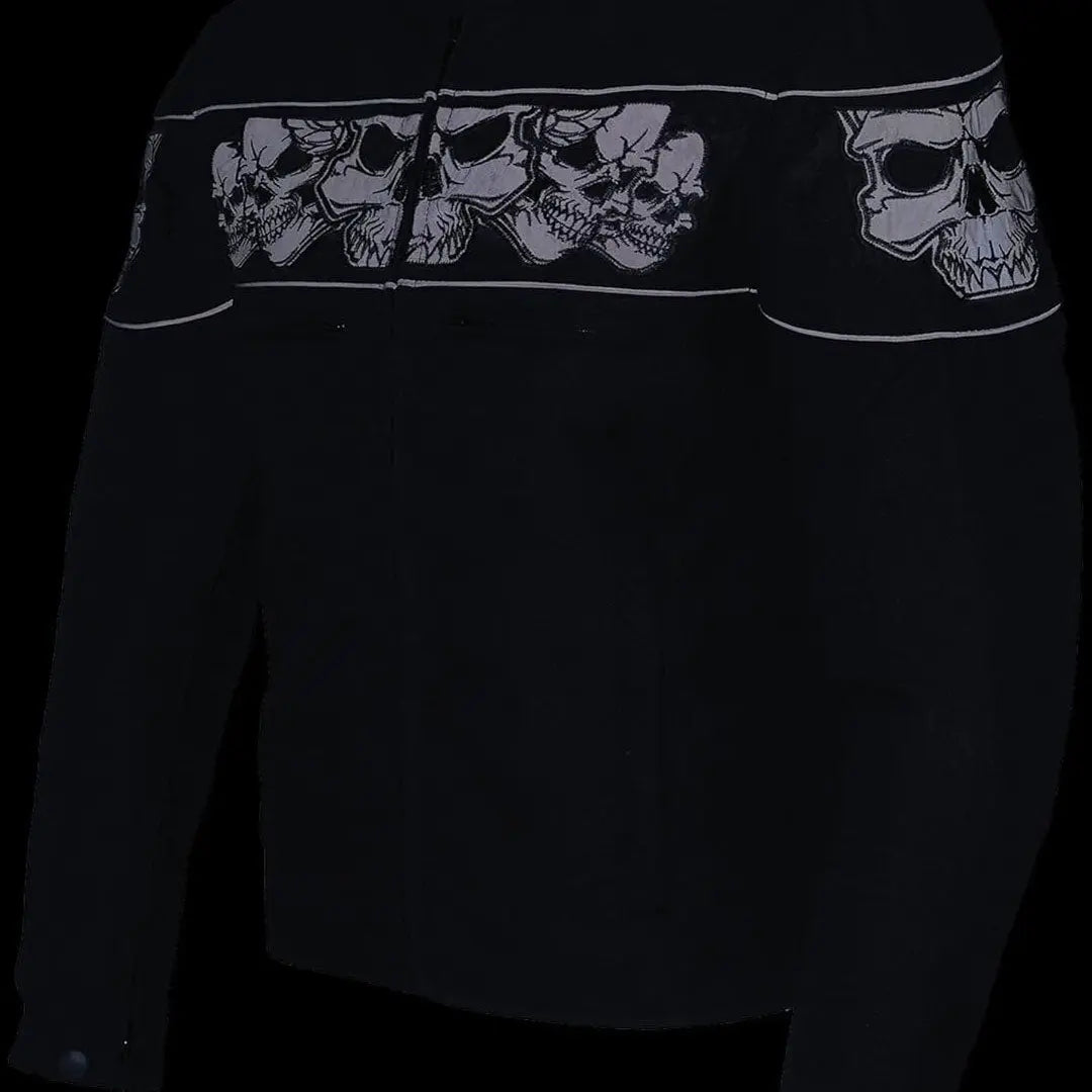 Open Road Men's Reflective Skull Cordura Motorcycle Jacket-11
