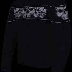 Open Road Men's Reflective Skull Cordura Motorcycle Jacket-11