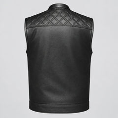 Open Road Men's Upside Leather Vest with Stitched Diamonds-13
