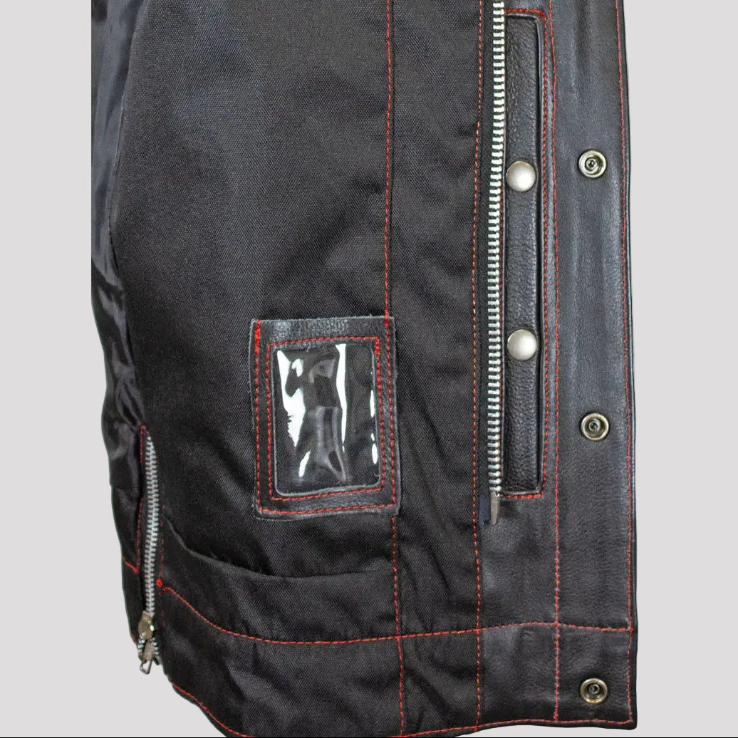 Open Road Men's Upside Leather Vest with Stitched Diamonds-5