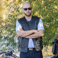 Open Road Men's Zip-Up Tactical Leather Vest-5