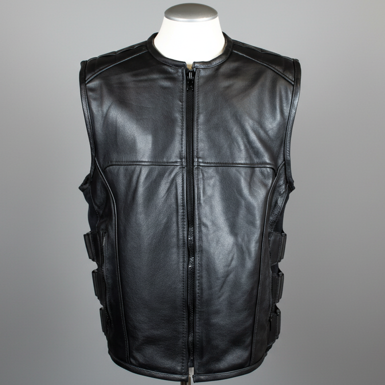 Open Road Men's Zip-Up Tactical Leather Vest-1