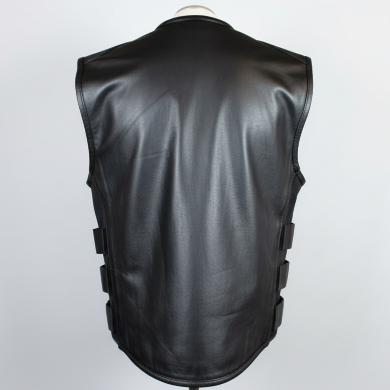 Open Road Men's Zip-Up Tactical Leather Vest-3