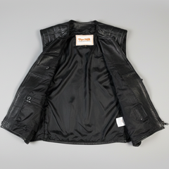 Open Road Men's Zip-Up Tactical Leather Vest-4