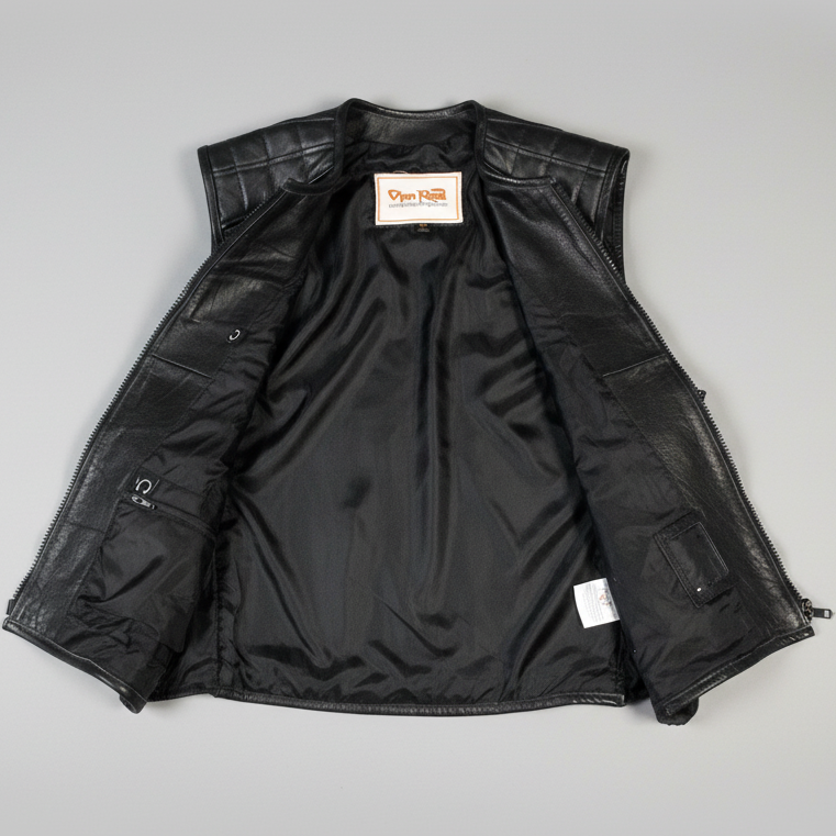Open Road Men's Zip-Up Tactical Leather Vest-4