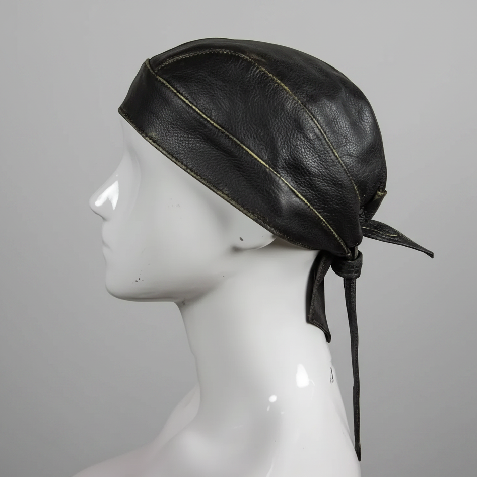 Open Road Rub Off Brown Leather Skull Cap-2